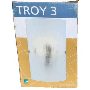 Eglo Troy 3 Light Matte Nickel Wall Sconce Glass Shade